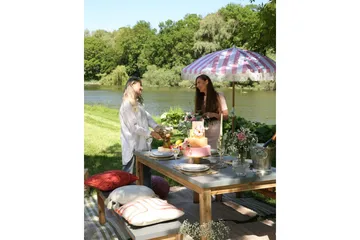 Teulon Parasol 150 cm - Rosa/Hvit/Lysebrun - Hagemøbler - Solbeskyttelse - Parasoller - Balkongparasoll