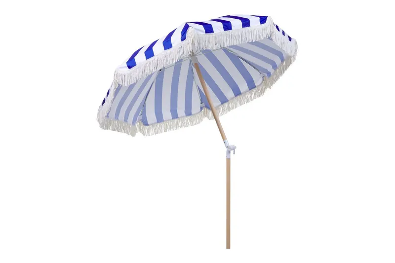 Teulon Parasol 150 cm - Blå/Hvit/Lysebrun - Hagemøbler - Solbeskyttelse - Parasoller