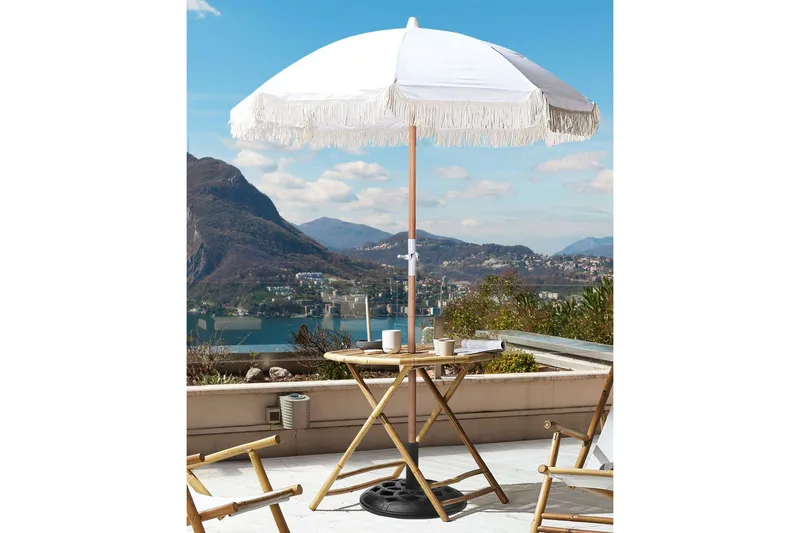 Teulon Parasol 150 cm - Hvit/Lys Brun - Hagemøbler - Solbeskyttelse - Parasoller