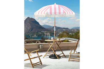 Teulon Parasol 150 cm - Rosa/Hvit/Lysebrun - Hagemøbler - Solbeskyttelse - Parasoller - Balkongparasoll