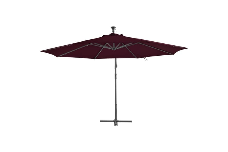 Utendørs parasoll med LED-lys vinrød 350 cm - Rød - Parasoller
