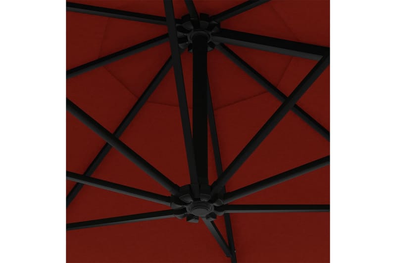 Veggmontert parasoll med LED og metallstolpe 300cm terakotta - Oransj - Parasoller