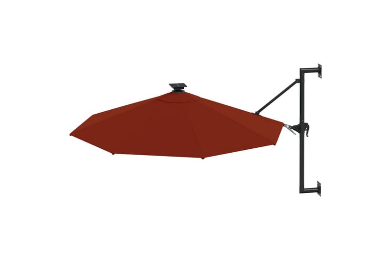 Veggmontert parasoll med LED og metallstolpe 300cm terakotta - Oransj - Parasoller