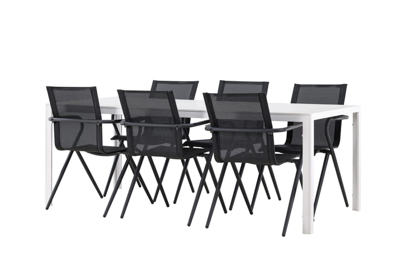 Break Spisegruppe 205 cm + 6 stk Alling Spisestoler Svart/Hvit, undefined