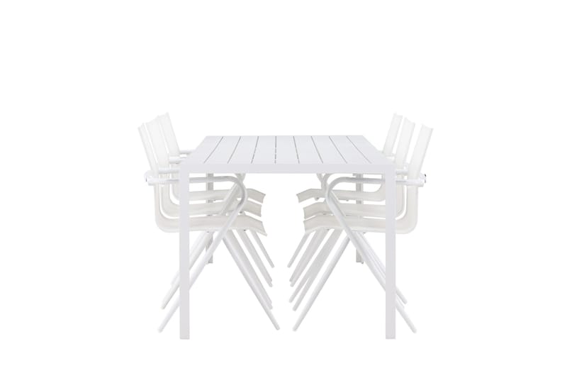 Break Spisegruppe 205 cm + 6 stk Alling Spisestoler Hvit - Hagemøbler - Hagegruppe - Spisegrupper hage