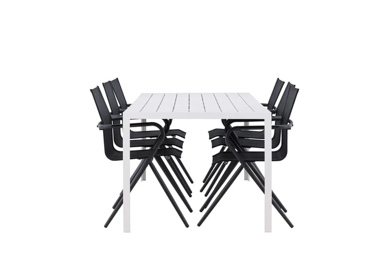 Break Spisegruppe 205 cm + 6 stk Alling Spisestoler Svart/Hvit - Hagemøbler - Hagegruppe - Spisegrupper hage