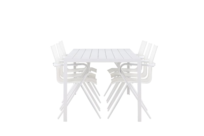 Break Spisegruppe 205 cm + 6 stk Alling Spisestoler Hvit - Hagemøbler - Hagegruppe - Spisegrupper hage