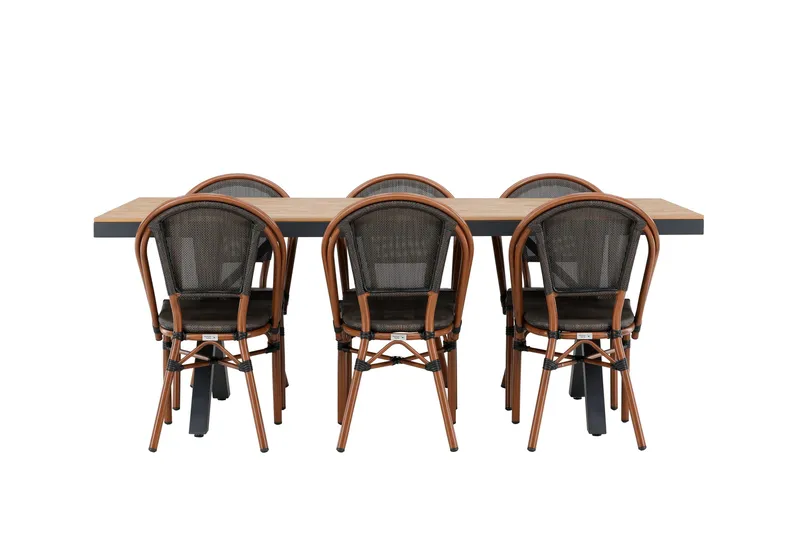 Garcia Spisegruppe 200 cm + 6 stk Guarda Spisestoler Svart - Hagemøbler - Hagegruppe - Spisegrupper hage