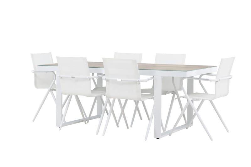 Merlo Spisegruppe 200 cm + 6 stk Alling Spisestoler Hvit, undefined