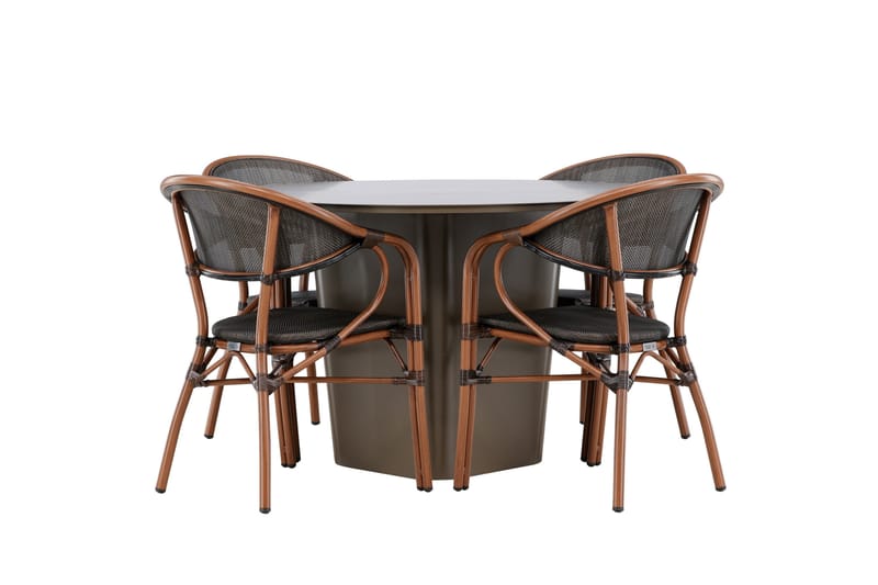 Santa Fe Spisegruppe Rund 120 cm + 4 stk Vila Spisestoler Svart/Brun, undefined