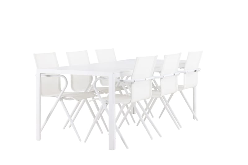 Break Spisegruppe 205 cm + 6 stk Alling Spisestoler Hvit - Hagemøbler - Hagegruppe - Spisegrupper hage