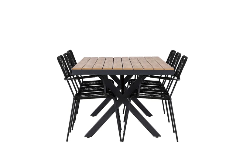 Garcia Spisegruppe 200 cm + 6 stk Hochanas Spisestoler Svart/Brun - Hagemøbler - Hagegruppe - Spisegrupper hage