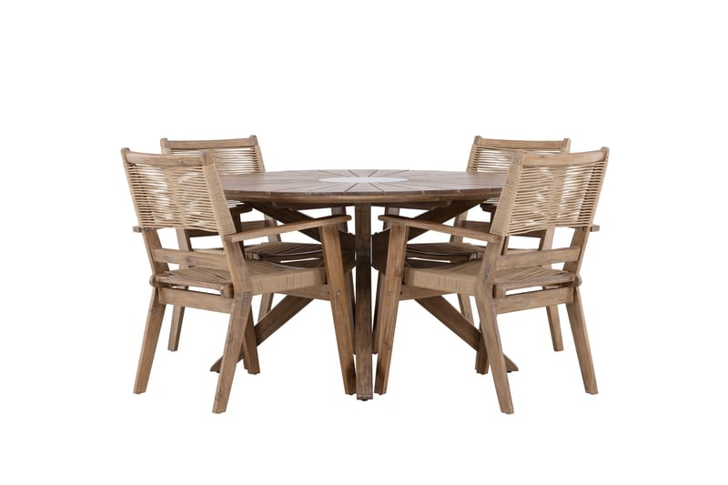 Rosario Spisegruppe Rund 140 cm + 4 stk Peter Spisestoler Brun, undefined