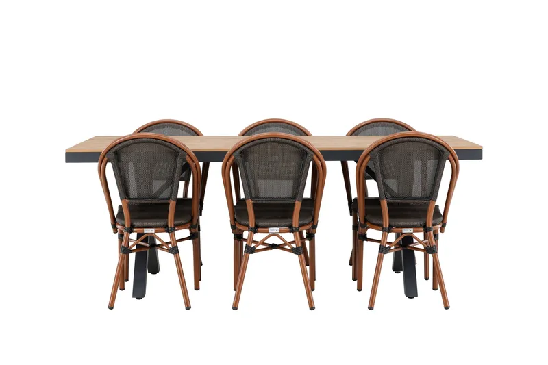 Garcia Spisegruppe 200 cm + 6 stk Guarda Spisestoler Svart - Hagemøbler - Hagegruppe - Spisegrupper hage