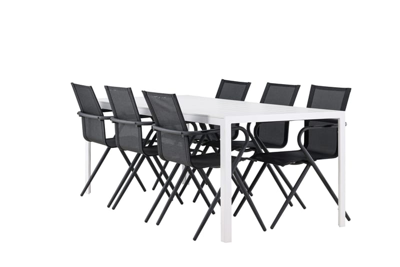 Break Spisegruppe 205 cm + 6 stk Alling Spisestoler Svart/Hvit - Hagemøbler - Hagegruppe - Spisegrupper hage