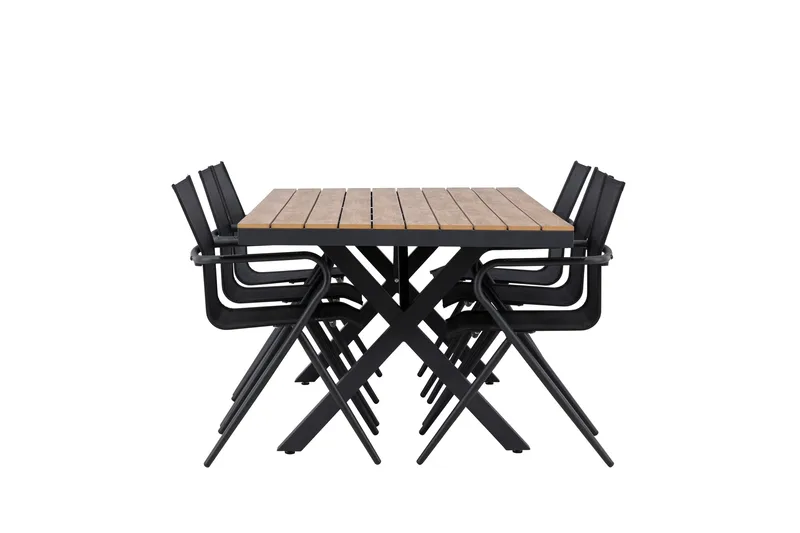 Garcia Spisegruppe 200 cm + 6 stk Alling Spisestoler Svart - Hagemøbler - Hagegruppe - Spisegrupper hage