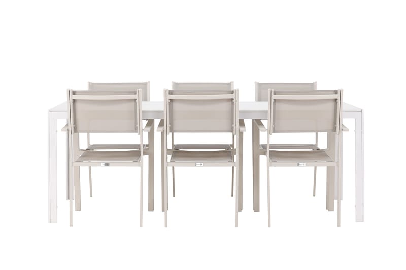 Break Spisegruppe 205 cm + 6 stk Copacabana Spisestoler Beige/Hvit - Hagemøbler - Hagegruppe - Spisegrupper hage