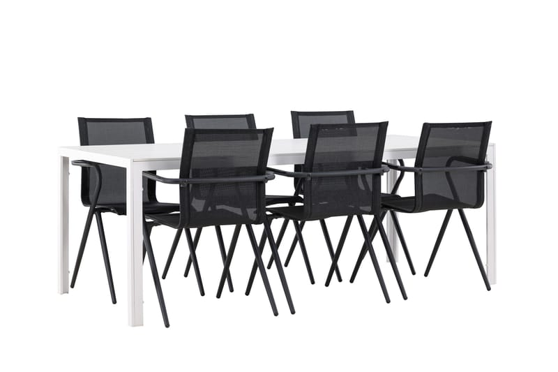 Break Spisegruppe 205 cm + 6 stk Alling Spisestoler Svart/Hvit - Hagemøbler - Hagegruppe - Spisegrupper hage