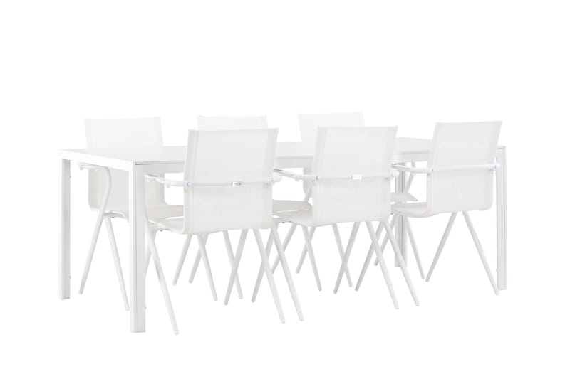 Break Spisegruppe 205 cm + 6 stk Alling Spisestoler Hvit - Hagemøbler - Hagegruppe - Spisegrupper hage