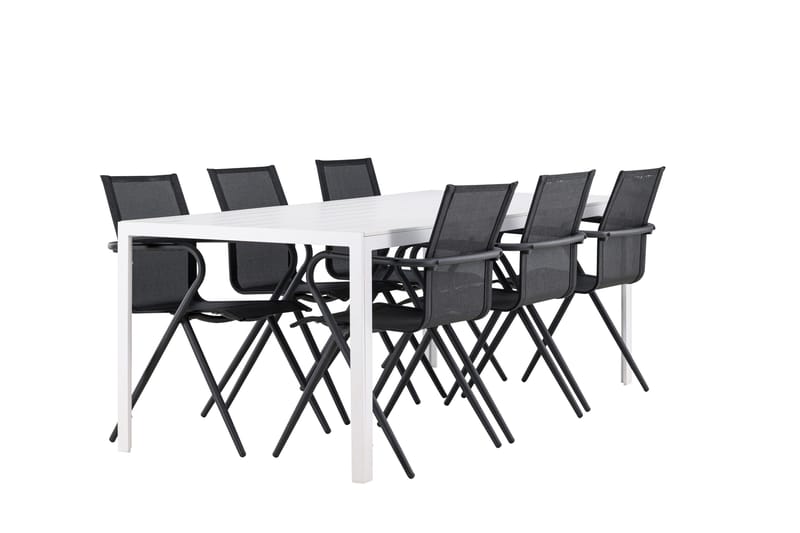 Break Spisegruppe 205 cm + 6 stk Alling Spisestoler Svart/Hvit - Hagemøbler - Hagegruppe - Spisegrupper hage