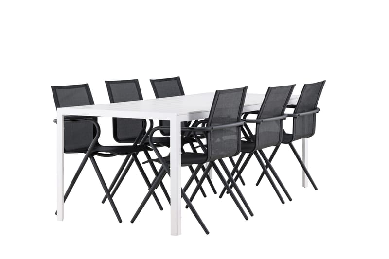 Break Spisegruppe 205 cm + 6 stk Alling Spisestoler Svart/Hvit - Hagemøbler - Hagegruppe - Spisegrupper hage
