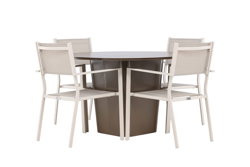 Santa Fe Spisegruppe Rund 120 cm + 4 stk Copacabana Spisestoler Beige/Brun, undefined