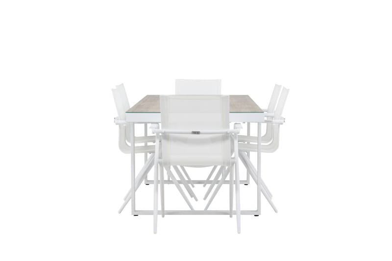 Merlo Spisegruppe 200 cm + 6 stk Alling Spisestoler Hvit - Hagemøbler - Hagegruppe - Spisegrupper hage