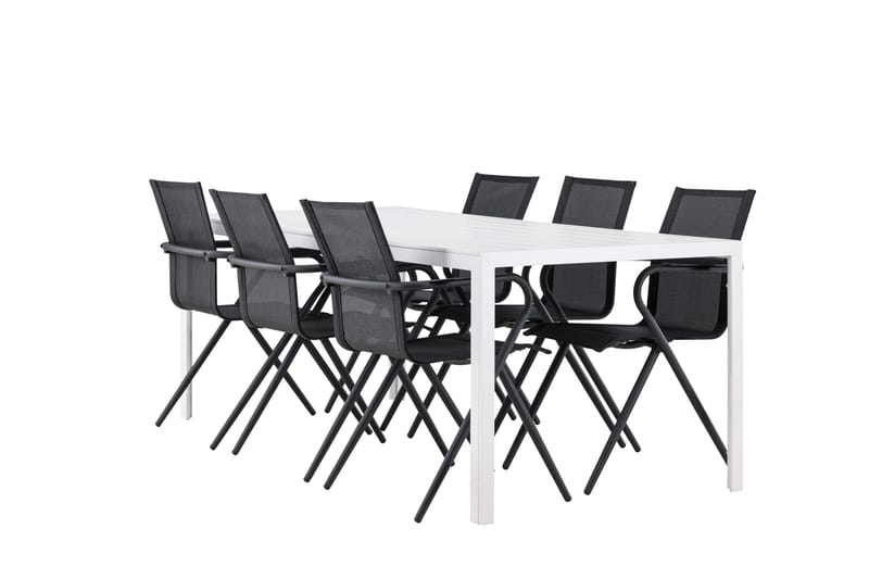 Break Spisegruppe 205 cm + 6 stk Alling Spisestoler Svart/Hvit - Hagemøbler - Hagegruppe - Spisegrupper hage