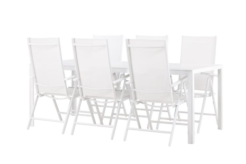 Break Spisegruppe 205 cm + 6 stk Spisestoler Hvit - Hagemøbler - Hagegruppe - Spisegrupper hage