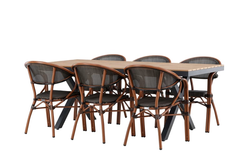 Garcia Spisegruppe 200 cm + 6 stk Vila Spisestoler Svart, undefined
