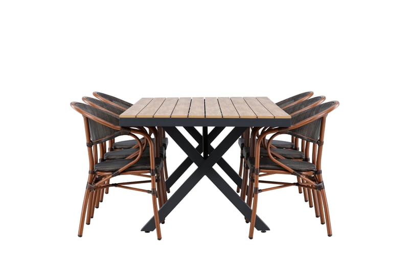 Garcia Spisegruppe 200 cm + 6 stk Vila Spisestoler Svart - Hagemøbler - Hagegruppe - Spisegrupper hage