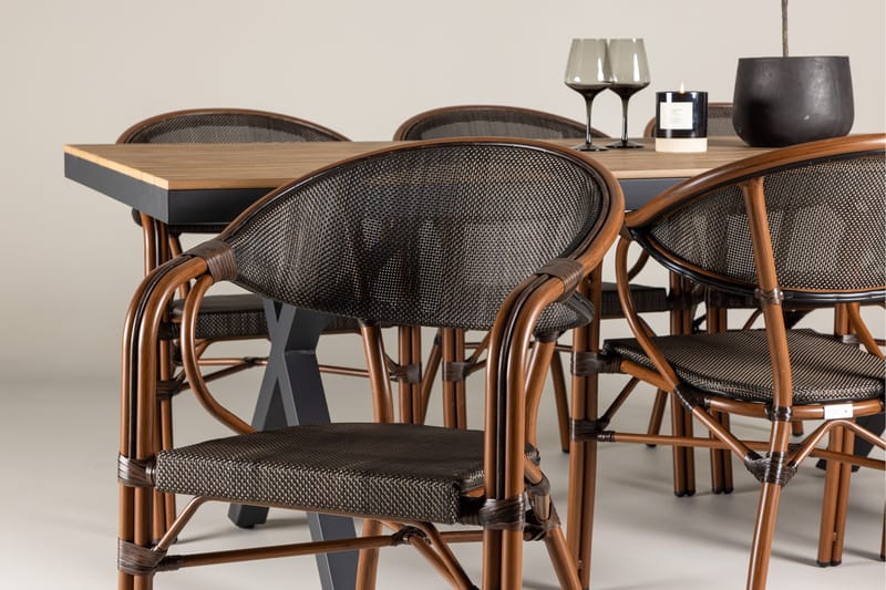 Garcia Spisegruppe 200 cm + 6 stk Vila Spisestoler Svart - Hagemøbler - Hagegruppe - Spisegrupper hage