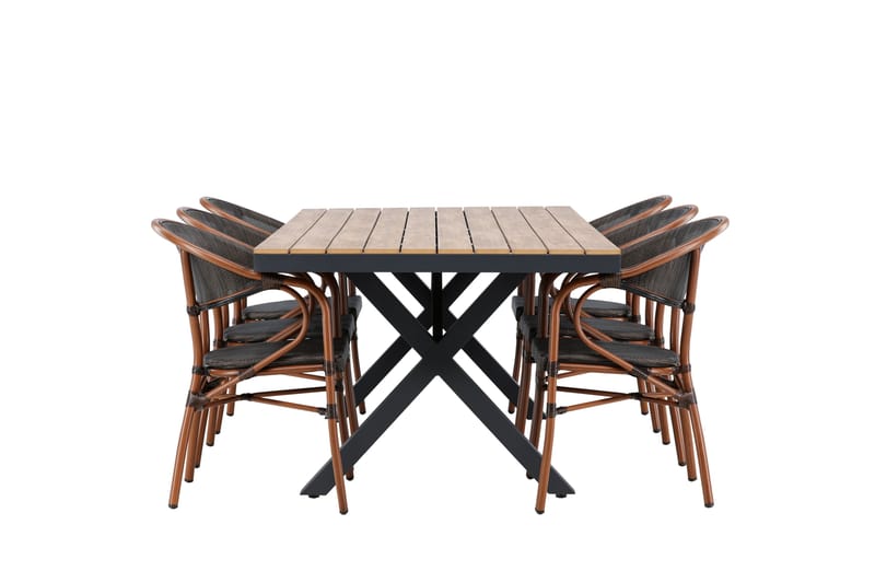 Garcia Spisegruppe 200 cm + 6 stk Vila Spisestoler Svart - Hagemøbler - Hagegruppe - Spisegrupper hage