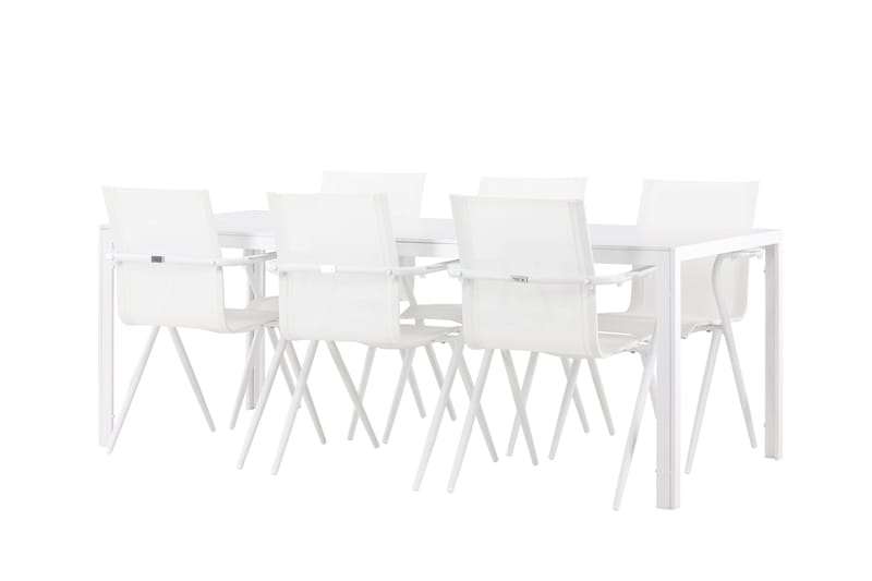 Break Spisegruppe 205 cm + 6 stk Alling Spisestoler Hvit, undefined