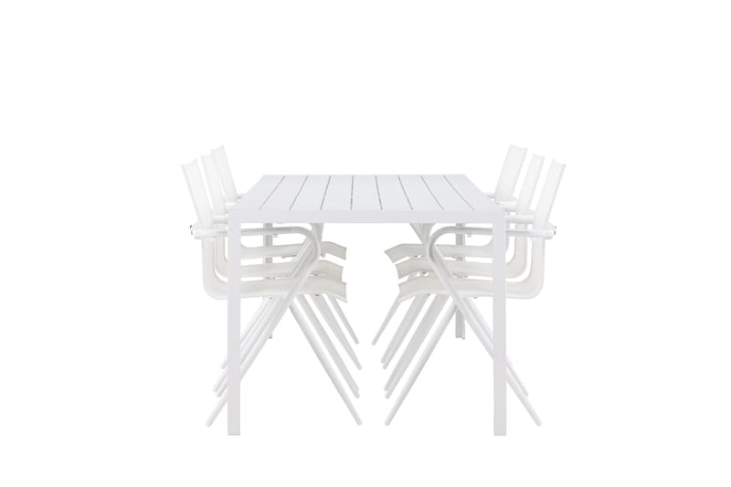 Break Spisegruppe 205 cm + 6 stk Alling Spisestoler Hvit - Hagemøbler - Hagegruppe - Spisegrupper hage