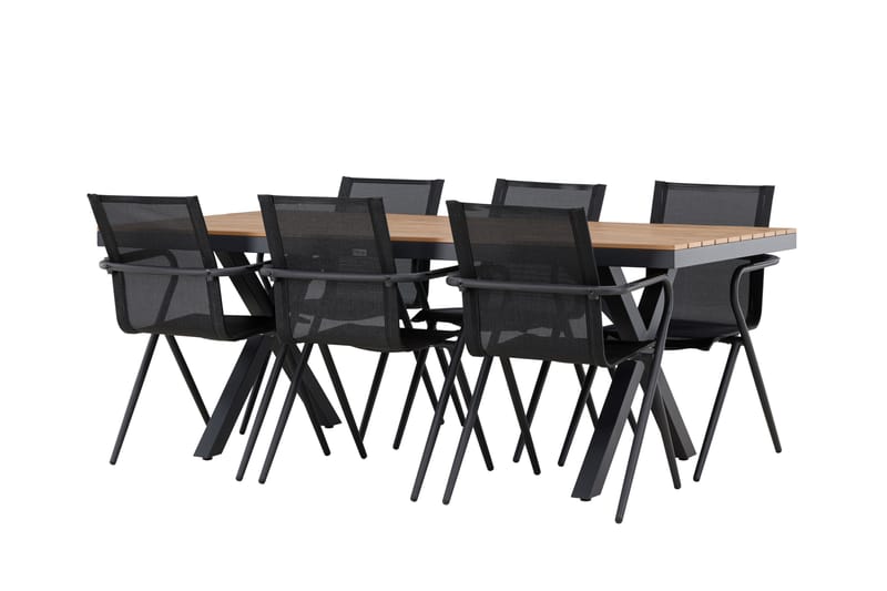 Garcia Spisegruppe 200 cm + 6 stk Alling Spisestoler Svart - Hagemøbler - Hagegruppe - Spisegrupper hage