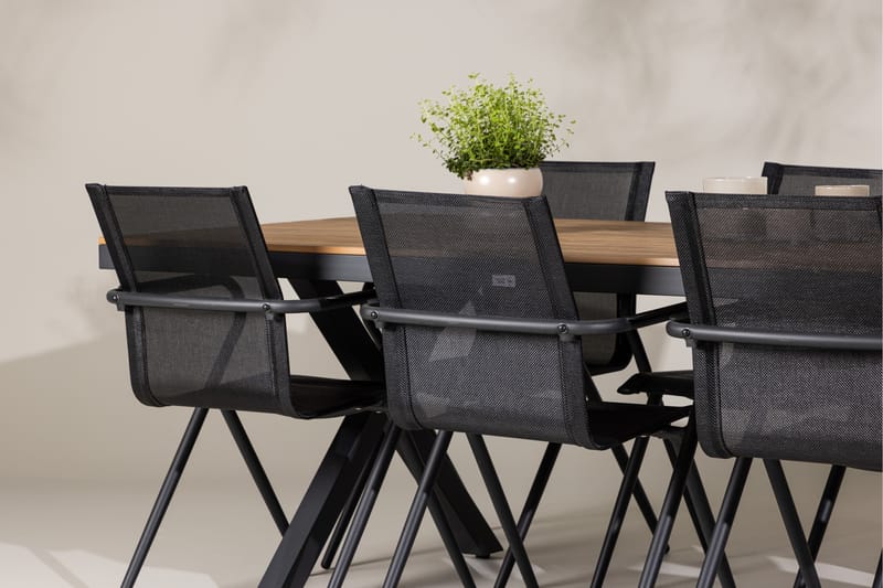 Garcia Spisegruppe 200 cm + 6 stk Alling Spisestoler Svart - Hagemøbler - Hagegruppe - Spisegrupper hage