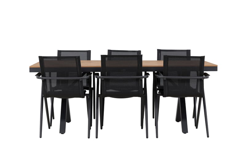 Garcia Spisegruppe 200 cm + 6 stk Alling Spisestoler Svart - Hagemøbler - Hagegruppe - Spisegrupper hage