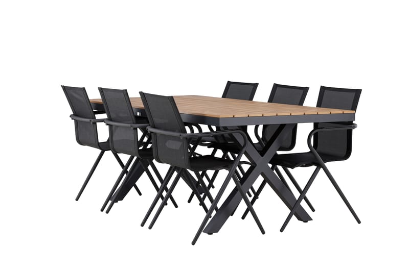 Garcia Spisegruppe 200 cm + 6 stk Alling Spisestoler Svart - Hagemøbler - Hagegruppe - Spisegrupper hage