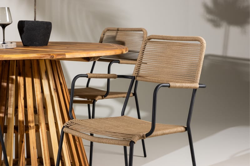 Lumpur Spisegruppe Rund 120 cm + 4 stk Hochanas Spisestoler Svart - Hagemøbler - Hagegruppe - Spisegrupper hage