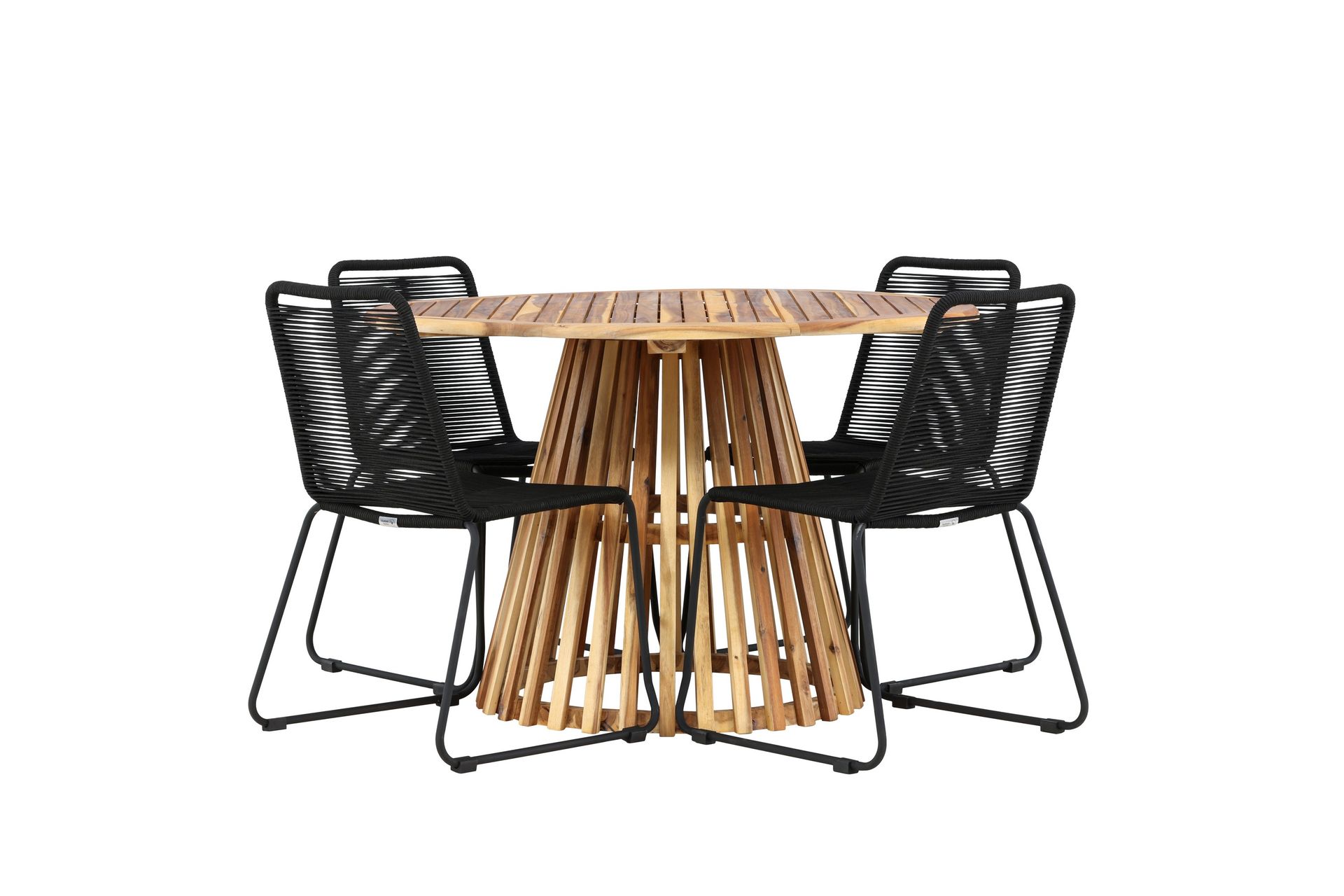Lumpur Spisegruppe Rund 120 cm + 4 stk Linero Spisestoler Svart - Hagemøbler - Hagegruppe - Spisegrupper hage