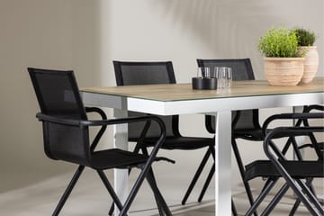 Merlo Spisegruppe 200 cm + 6 stk Alling Spisestoler Svart/Hvit - Hagemøbler - Hagegruppe - Spisegrupper hage
