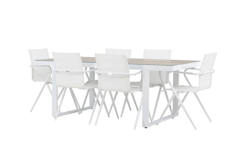 Merlo Spisegruppe 200 cm + 6 stk Alling Spisestoler Hvit, undefined