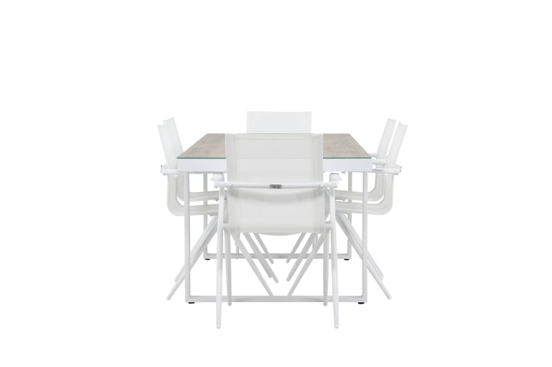Merlo Spisegruppe 200 cm + 6 stk Alling Spisestoler Hvit - Hagemøbler - Hagegruppe - Spisegrupper hage