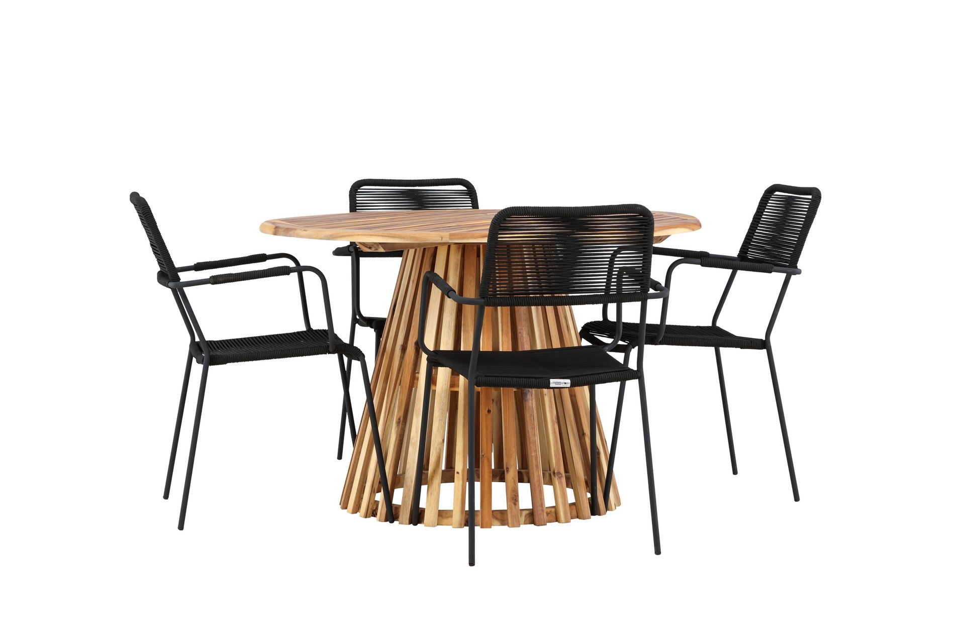 Lumpur Spisegruppe Rund 120 cm + 4 stk Hochanas Spisestoler Svart/Brun - Hagemøbler - Hagegruppe - Spisegrupper hage