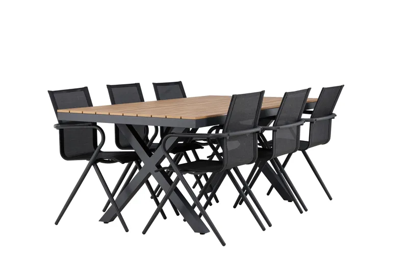 Garcia Spisegruppe 200 cm + 6 stk Alling Spisestoler Svart - Hagemøbler - Hagegruppe - Spisegrupper hage