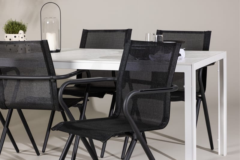 Break Spisegruppe 205 cm + 6 stk Alling Spisestoler Svart/Hvit - Hagemøbler - Hagegruppe - Spisegrupper hage