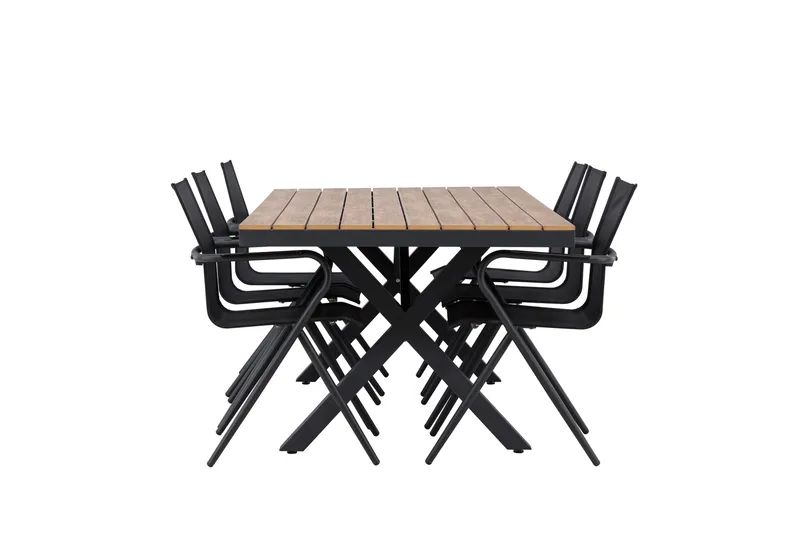Garcia Spisegruppe 200 cm + 6 stk Alling Spisestoler Svart - Hagemøbler - Hagegruppe - Spisegrupper hage