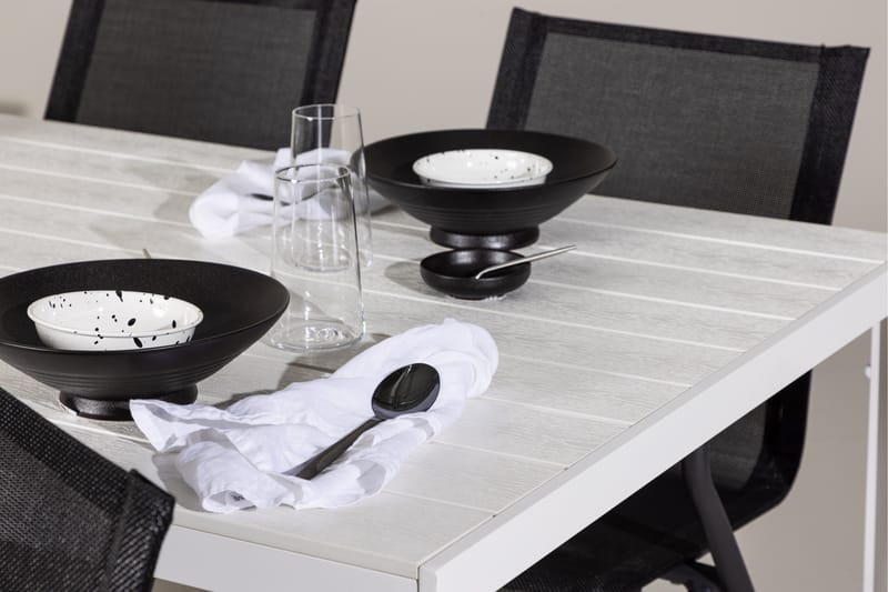 Break Spisegruppe 205 cm + 6 stk Alling Spisestoler Svart/Hvit - Hagemøbler - Hagegruppe - Spisegrupper hage