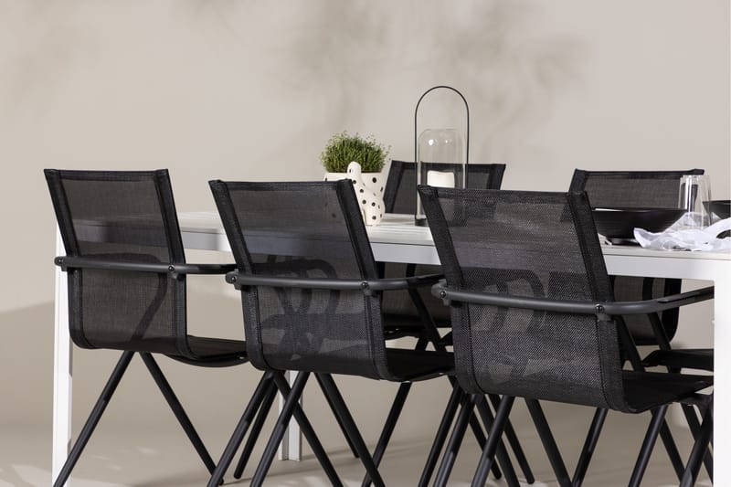 Break Spisegruppe 205 cm + 6 stk Alling Spisestoler Svart/Hvit - Hagemøbler - Hagegruppe - Spisegrupper hage